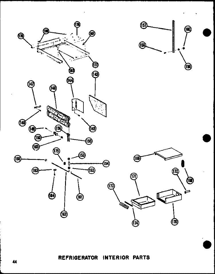 REF INTERIOR PARTS Diagram and Parts List for SRI19N-1-AG P6023089W G Amana Refrigerator