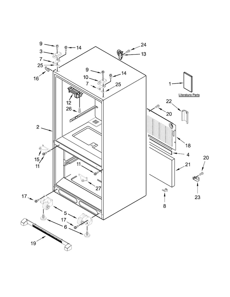 Cabinet Parts Diagram and Parts List for MFF2258DEH00  Maytag Refrigerator