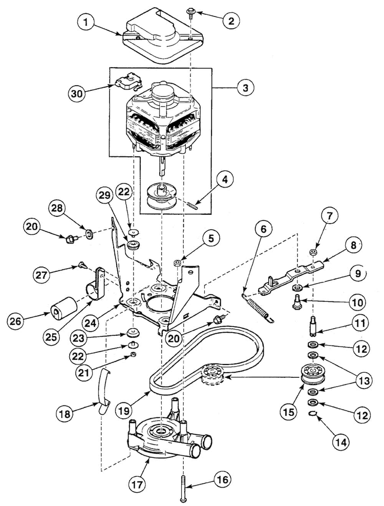 Motor Assy Diagram and Parts List for SWT121LA  Speed Queen Washer