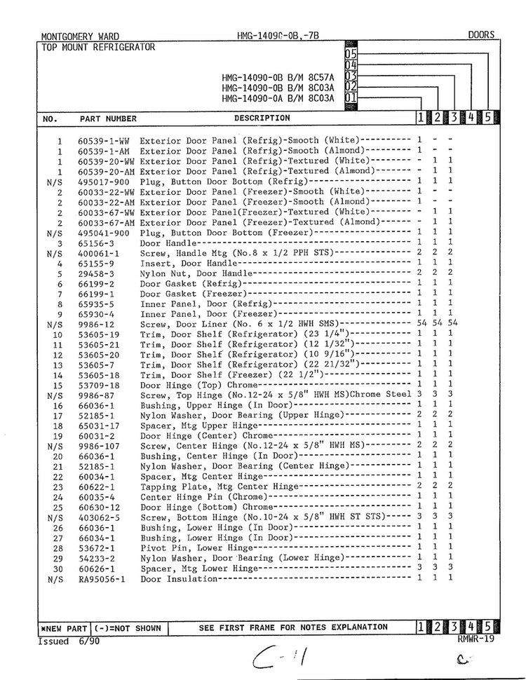 Doors Page 2 Diagram and Parts List for 14090A  Admiral Refrigerator