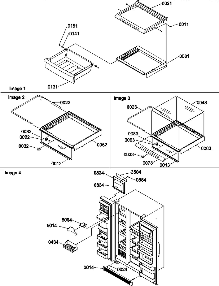 Shelves/deli, Crisper Assemblies & Toe Grille Diagram and Parts List for SXD322L-P1305703WL  Amana Refrigerator