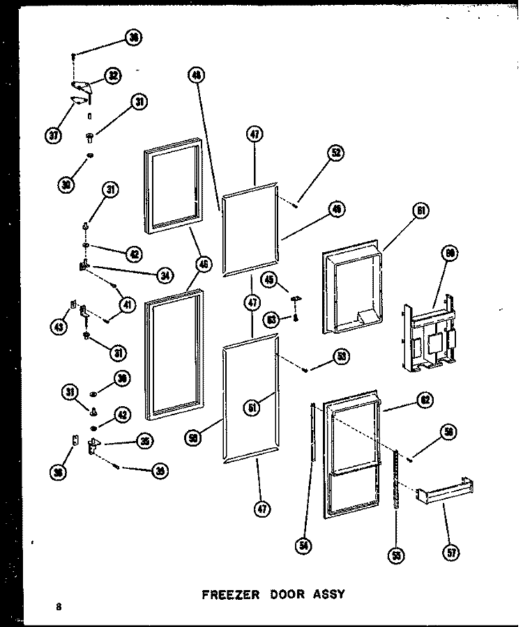 FZ DOOR ASSY Diagram and Parts List for SRI19A P6035006W Amana Refrigerator