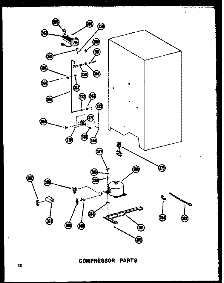 COMPRESSOR PARTS Diagram and Parts List for SRI19A P6035006W Amana Refrigerator