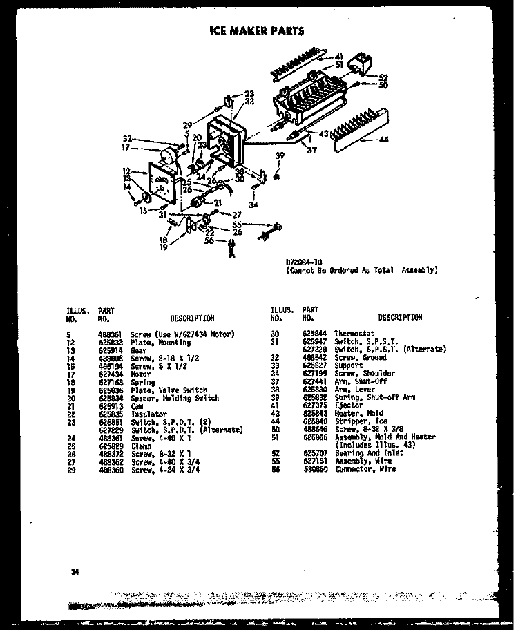 ICE MAKER PARTS Diagram and Parts List for SRI19A P6035006W Amana Refrigerator