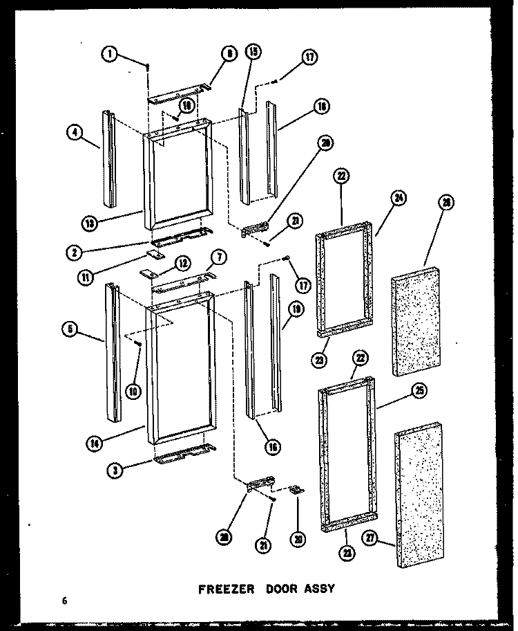 FZ DOOR ASSY Diagram and Parts List for SRI19W-A P6034050W A Amana Refrigerator