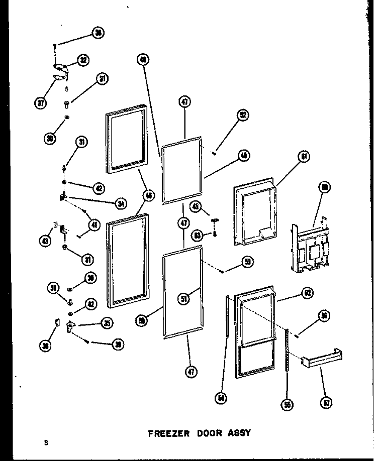 FZ DOOR ASSY Diagram and Parts List for SRI19W-A P6034050W A Amana Refrigerator