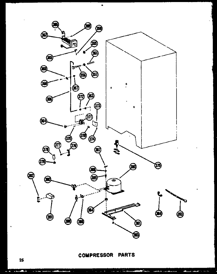 COMPRESSOR PARTS Diagram and Parts List for SRI19W-A P6034050W A Amana Refrigerator