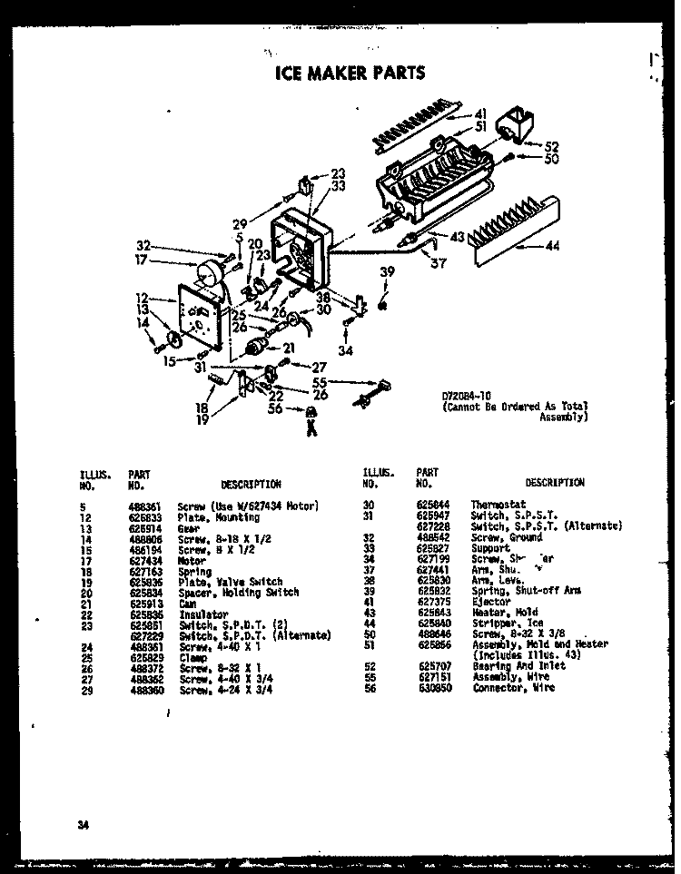 ICE MAKER PARTS Diagram and Parts List for SRI19W-A P6034050W A Amana Refrigerator