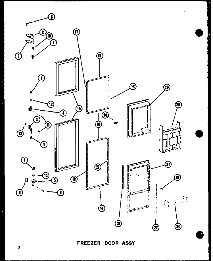 FZ DOOR ASSY Diagram and Parts List for SRI19W-A P6035049W A Amana Refrigerator