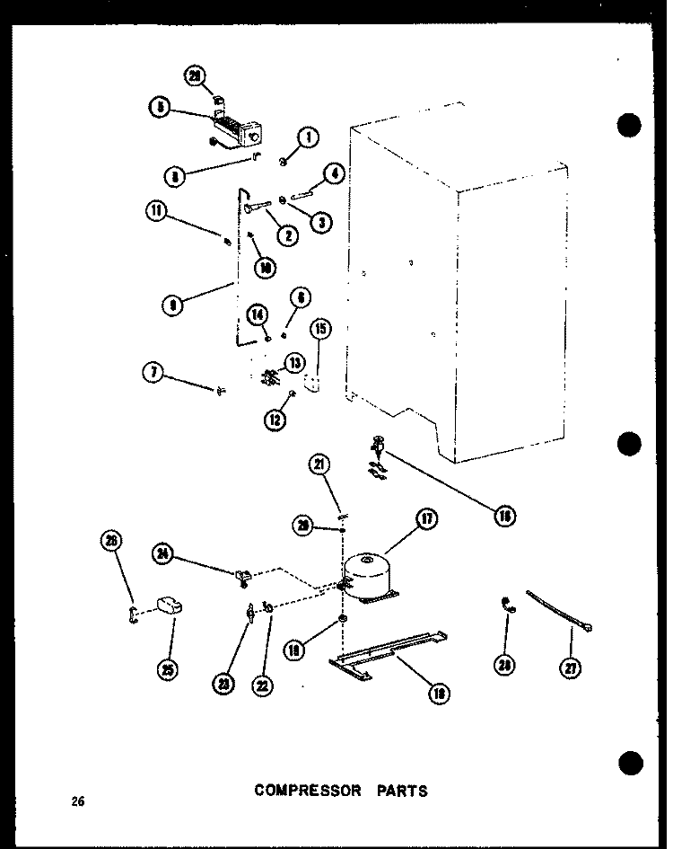 COMPRESSOR PARTS Diagram and Parts List for SRI19W-A P6035049W A Amana Refrigerator