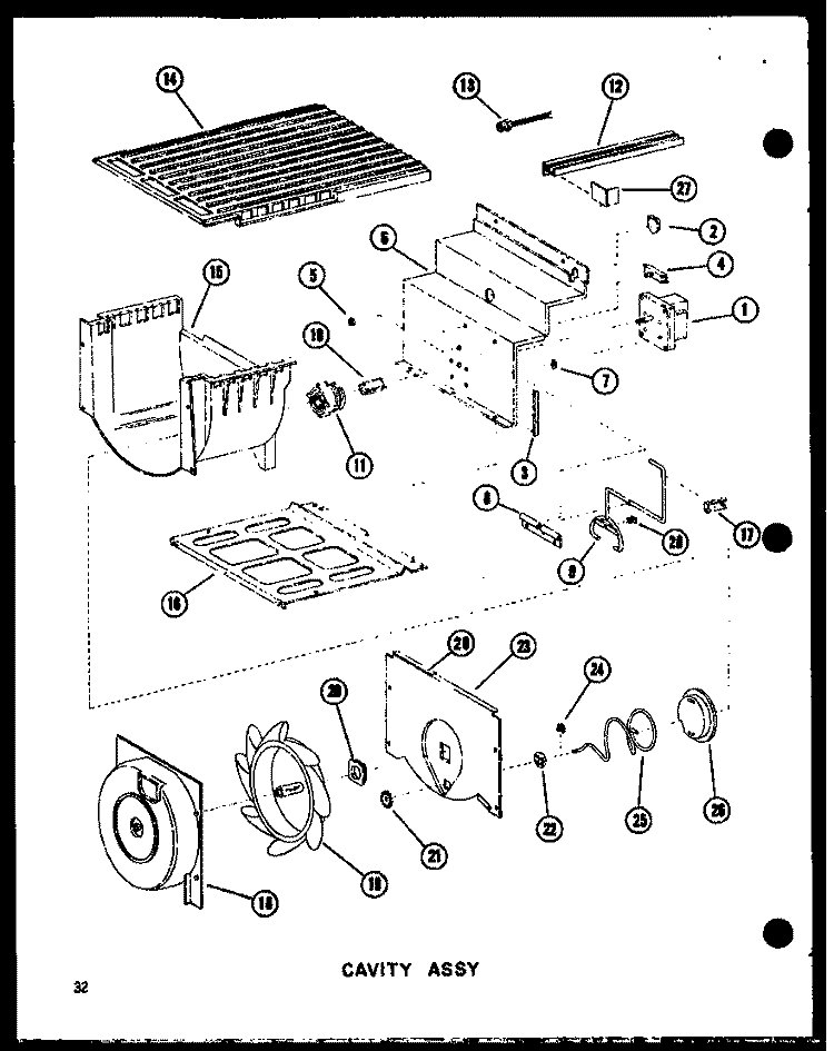 CAVITY ASSY Diagram and Parts List for SRI19W-A P6035049W A Amana Refrigerator