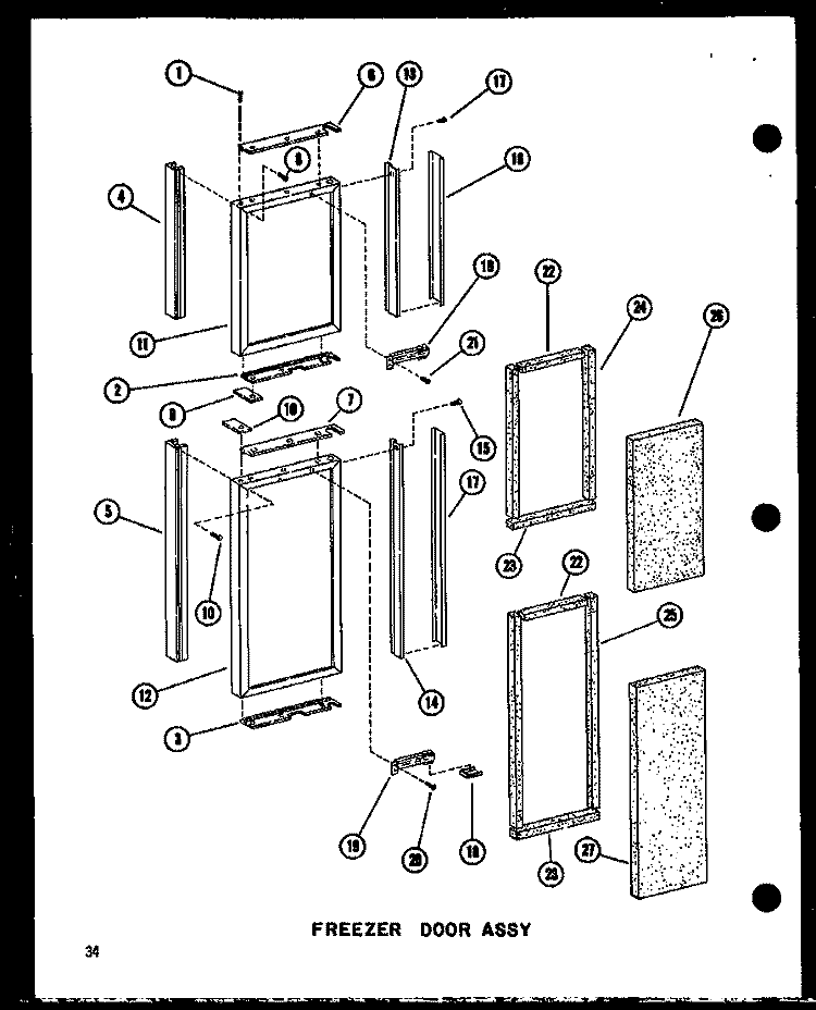 FZ DOOR ASSY Diagram and Parts List for SRI19W P7332013W Amana Refrigerator