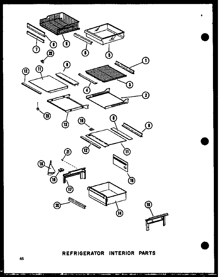 REF INTERIOR PARTS Diagram and Parts List for SRI19W P7332013W Amana Refrigerator