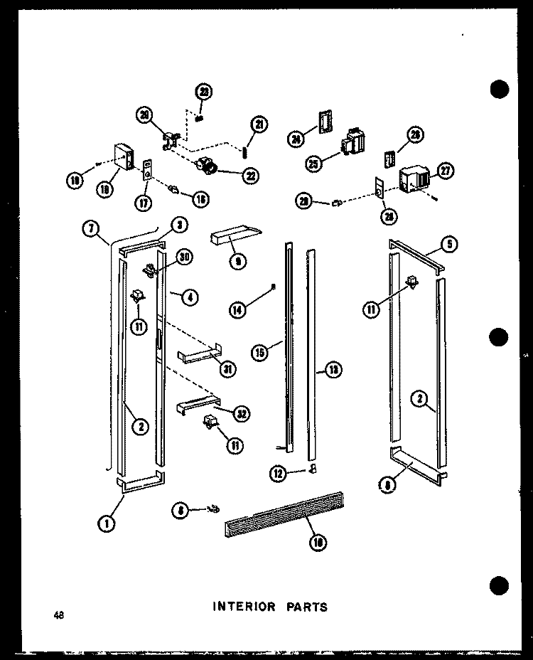INTERIOR PARTS Diagram and Parts List for SRI19W P7332013W Amana Refrigerator