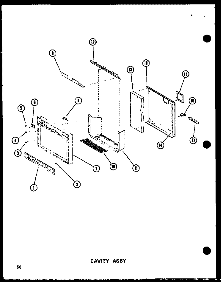 CAVITY ASSY Diagram and Parts List for SRI19W P7332013W Amana Refrigerator
