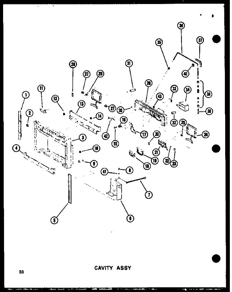 CAVITY ASSY Diagram and Parts List for SRI19W P7332013W Amana Refrigerator