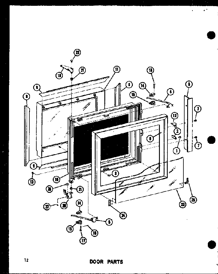 Door Parts Diagram and Parts List for R0-24-8 P73917-1M Amana Microwave