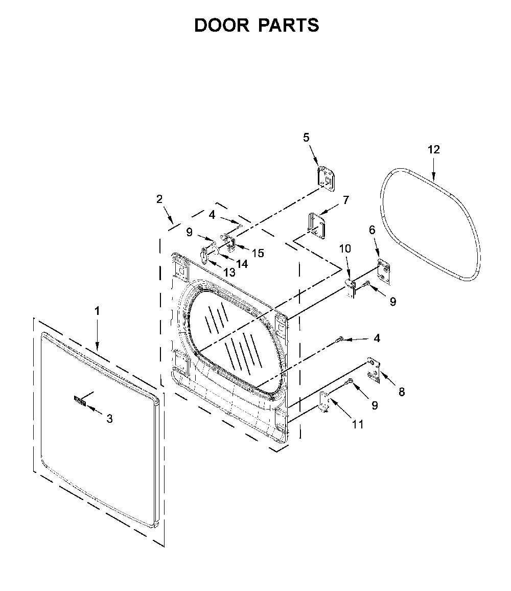 Door parts Diagram and Parts List for MEDB955FC2  Maytag Dryer