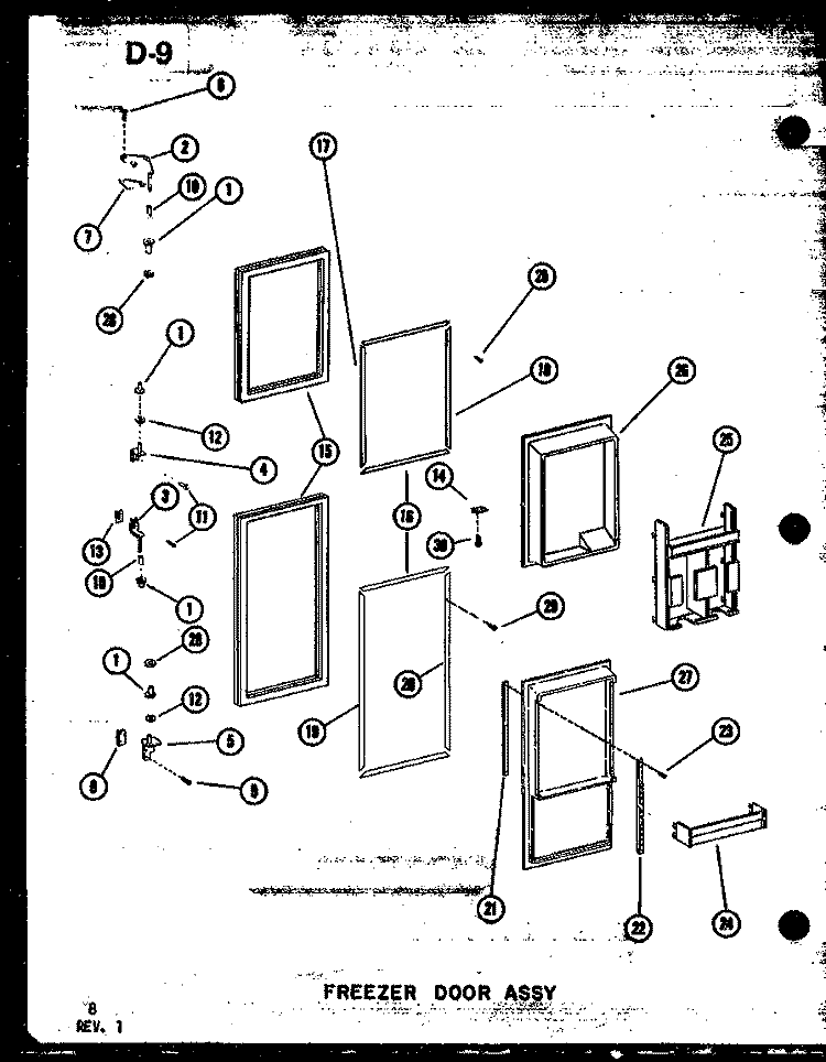 FZ DOOR ASSY Diagram and Parts List for SRI19E1 P7487016W Amana Refrigerator