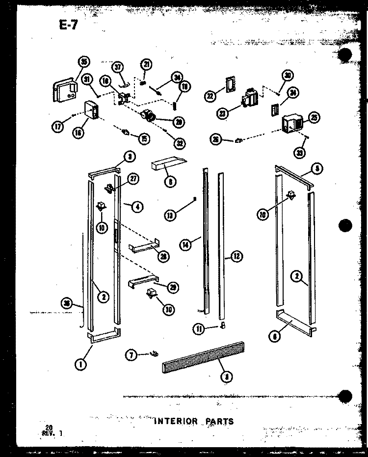 INTERIOR PARTS Diagram and Parts List for SRI19E1 P7487016W Amana Refrigerator