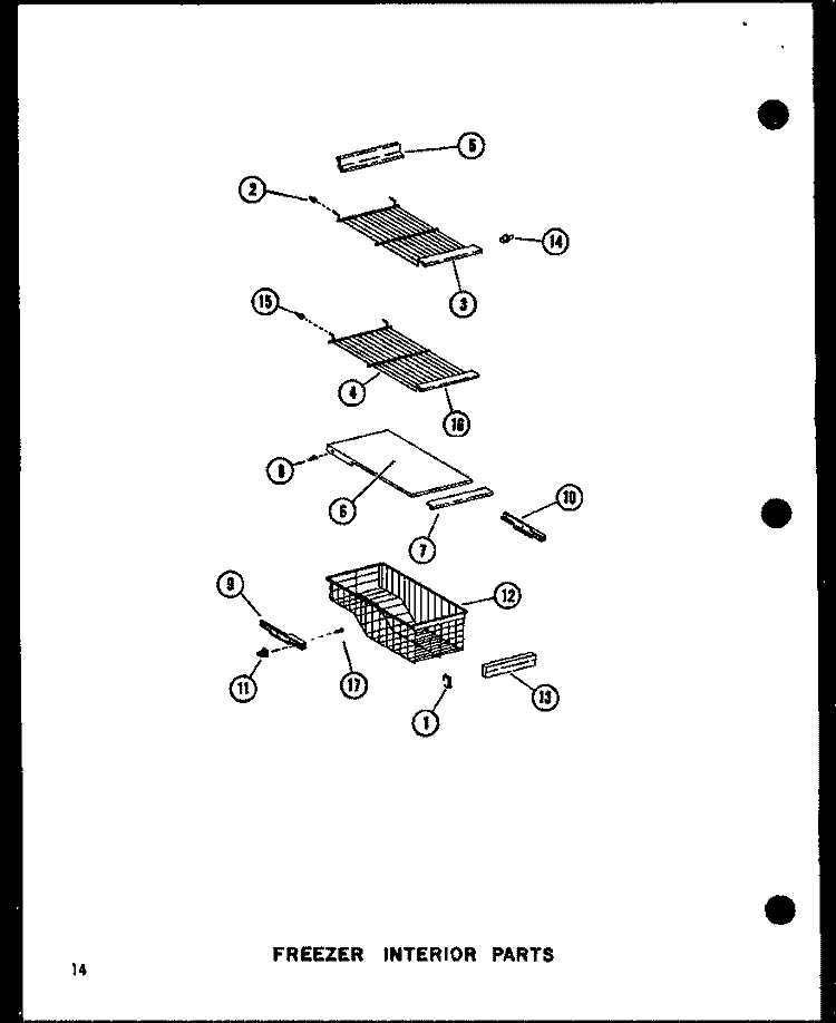 FZ INTERIOR PARTS Diagram and Parts List for SRI19C P7332054W Amana Refrigerator