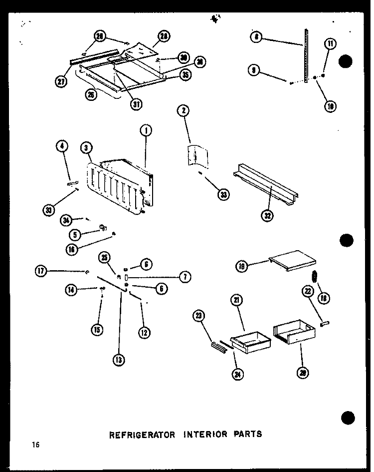REF INTERIOR PARTS Diagram and Parts List for SRI19C P7332054W Amana Refrigerator