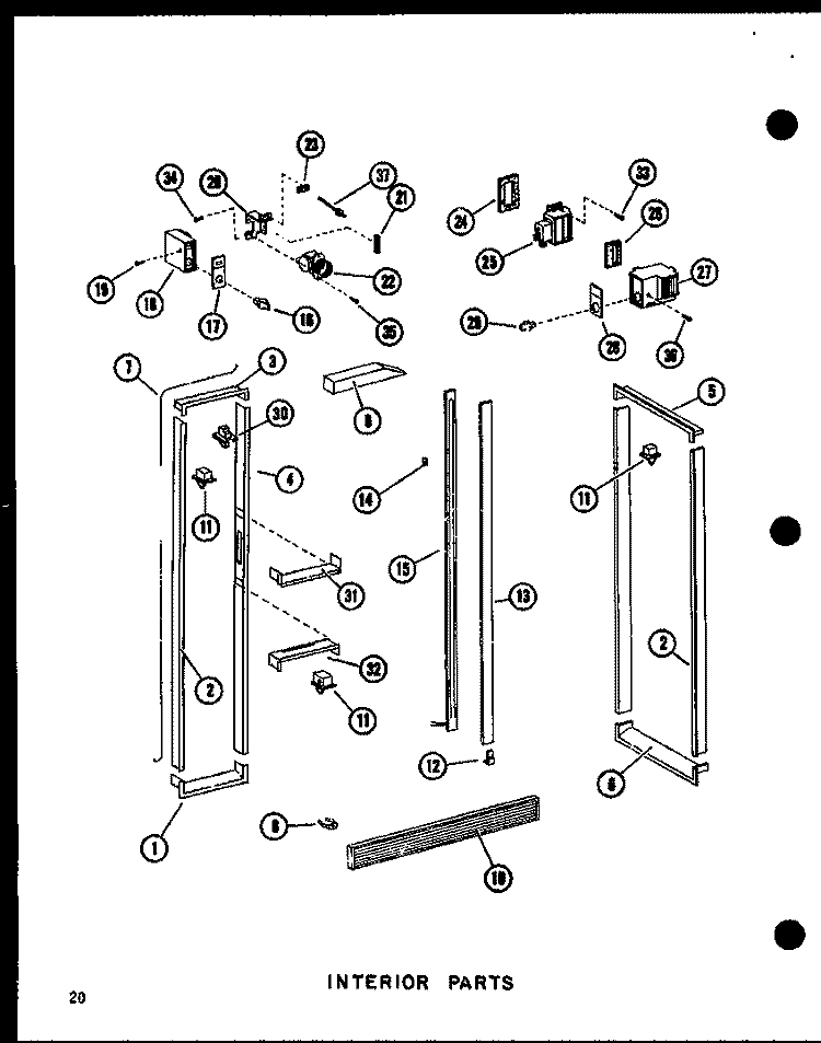INTERIOR PARTS Diagram and Parts List for SRI19C P7332054W Amana Refrigerator