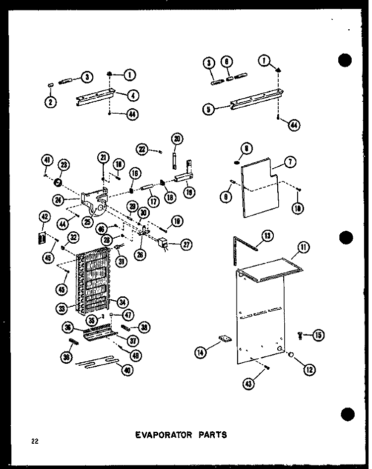 EVAP PARTS Diagram and Parts List for SRI19C P7332054W Amana Refrigerator