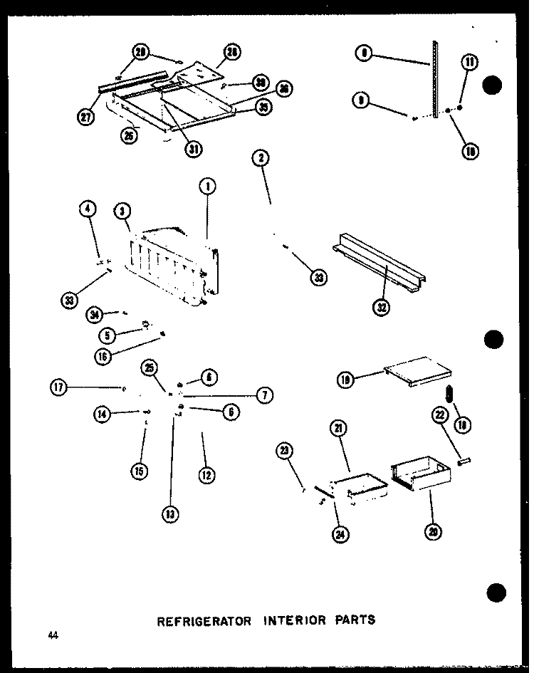 REF INTERIOR PARTS Diagram and Parts List for SRI19C-C P7390005W C Amana Refrigerator