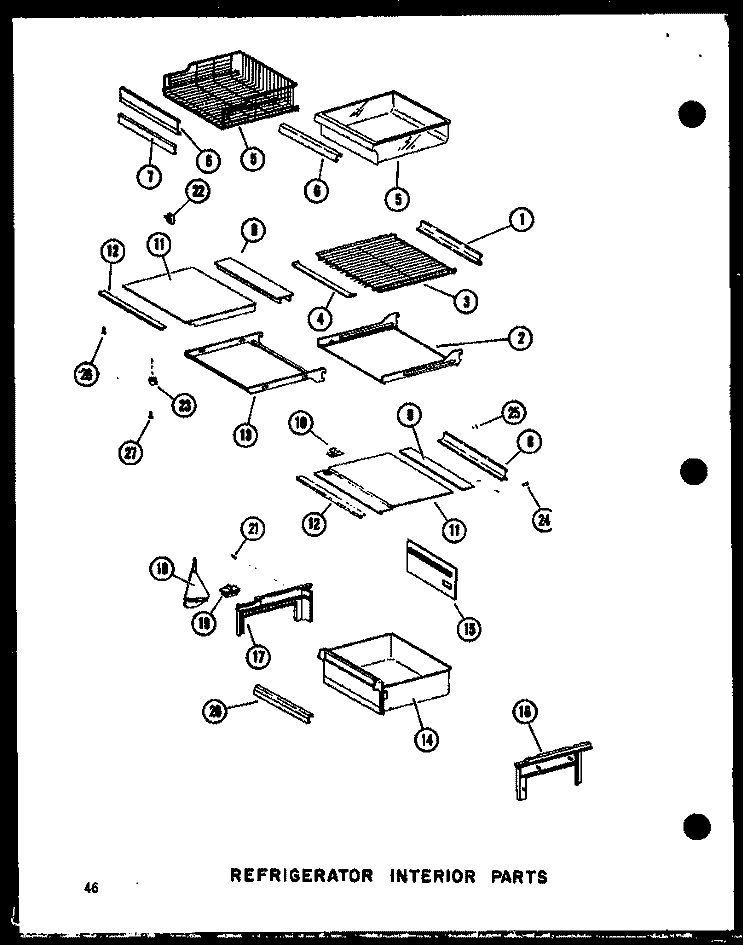 REF INTERIOR PARTS Diagram and Parts List for SRI19C-C P7390005W C Amana Refrigerator