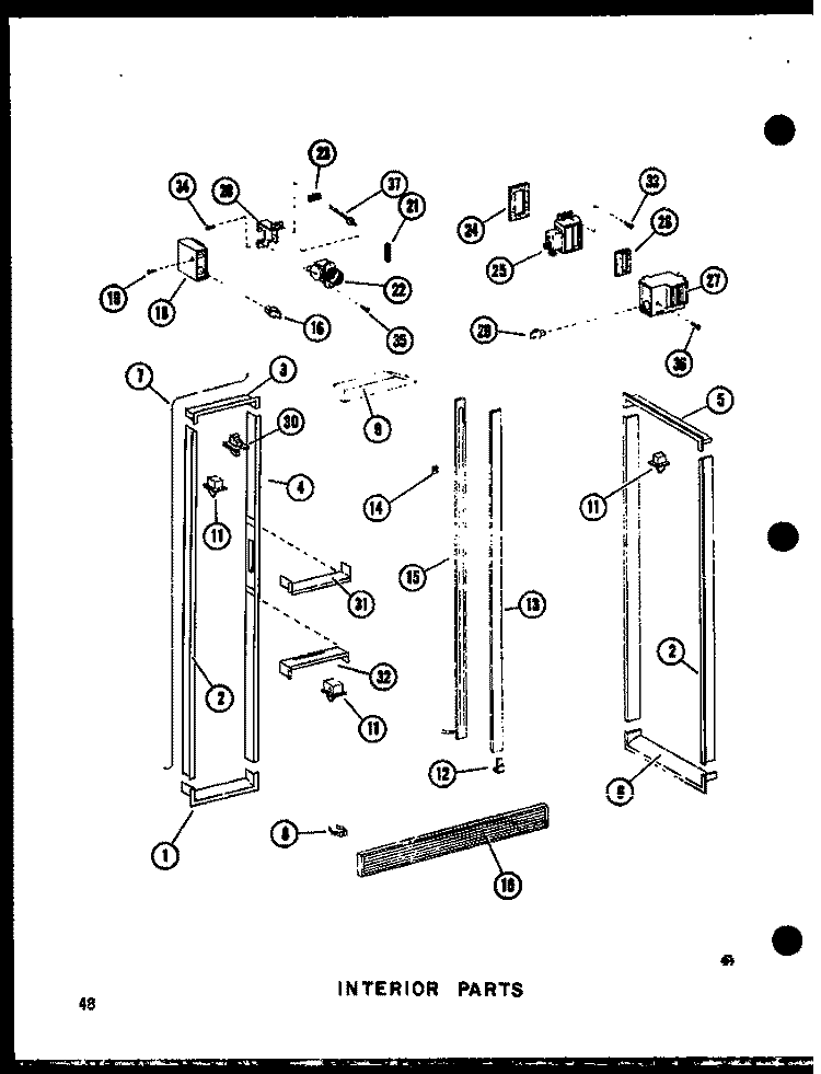 INTERIOR PARTS Diagram and Parts List for SRI19C-C P7390005W C Amana Refrigerator