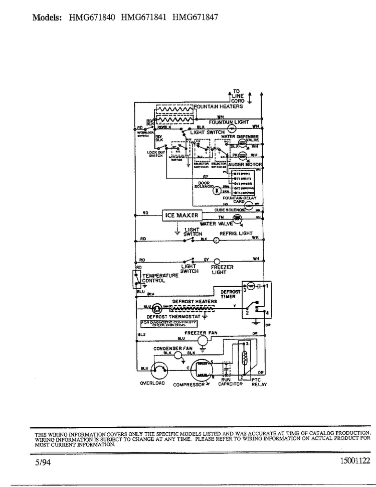 Wiring Information Diagram and Parts List for 671840  Admiral Refrigerator