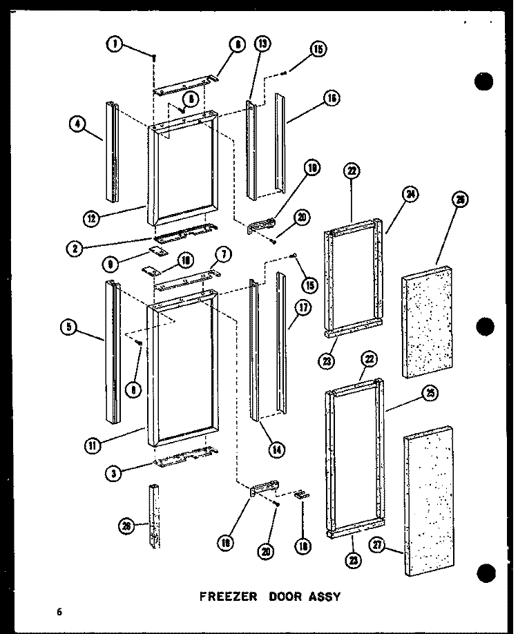 FZ DOOR ASSY Diagram and Parts List for SRI19D P7390015W Amana Refrigerator