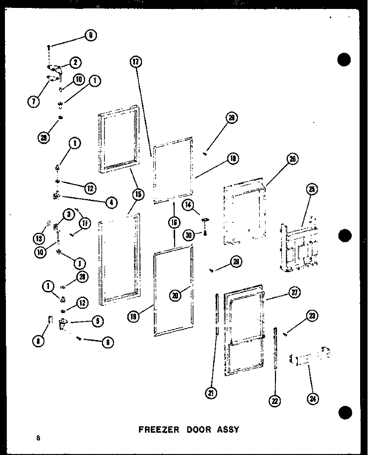 FZ DOOR ASSY Diagram and Parts List for SRI19D P7390015W Amana Refrigerator