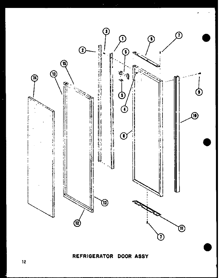 REF DOOR ASSY Diagram and Parts List for SRI19D P7390015W Amana Refrigerator