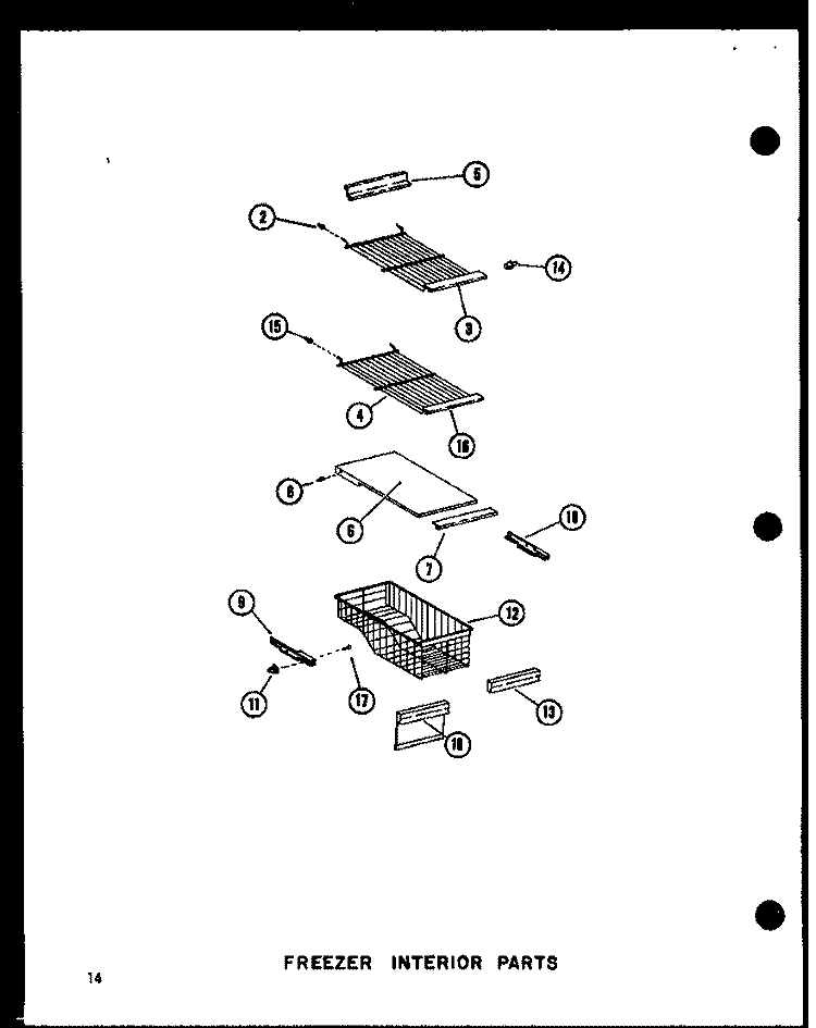FZ INTERIOR PARTS Diagram and Parts List for SRI19D P7390015W Amana Refrigerator