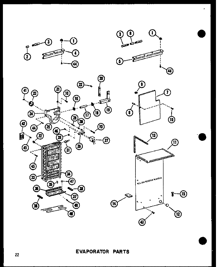 EVAP PARTS Diagram and Parts List for SRI19D P7390015W Amana Refrigerator