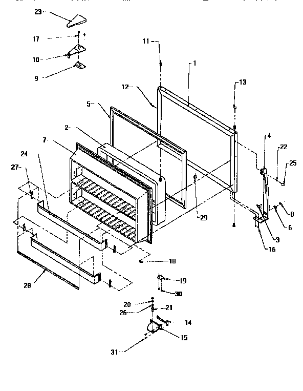 Freezer Door Diagram and Parts List for TA18S2W-P1194501W  Amana Refrigerator