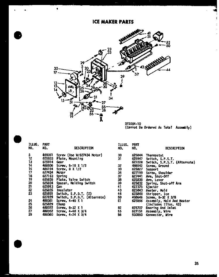 ICE MAKER PARTS Diagram and Parts List for SRI19D P7390015W Amana Refrigerator