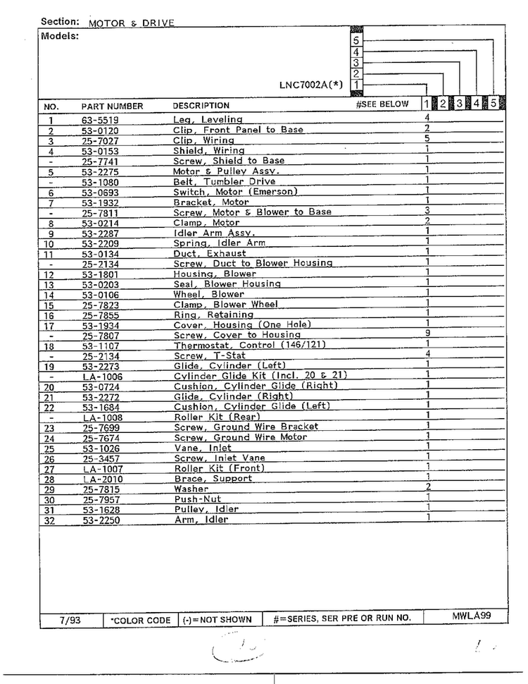 Motor And Drive Page 2 Diagram and Parts List for 7002A  Norge Dryer