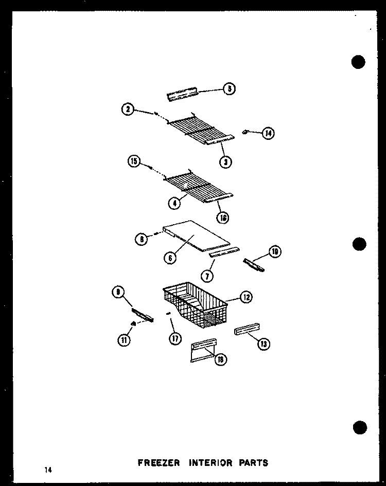 FZ INTERIOR PARTS Diagram and Parts List for SRI19E P7410005W Amana Refrigerator