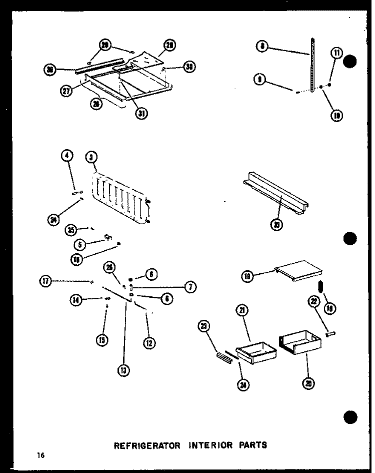 REF INTERIOR PARTS Diagram and Parts List for SRI19E P7410005W Amana Refrigerator