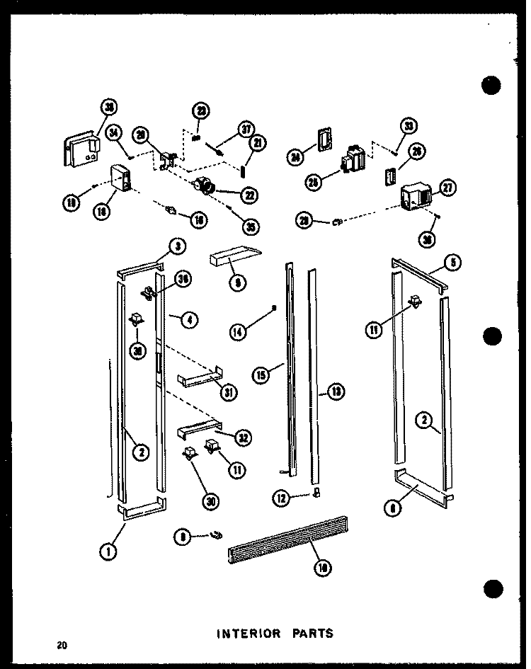 INTERIOR PARTS Diagram and Parts List for SRI19E P7410005W Amana Refrigerator