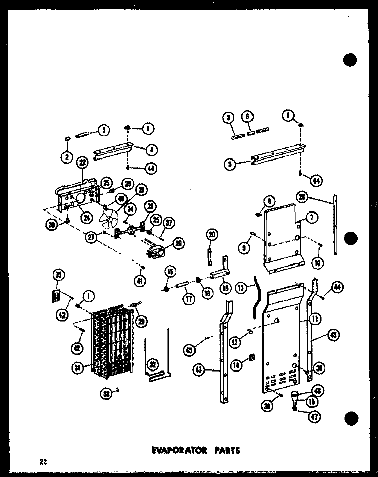 EVAP PARTS Diagram and Parts List for SRI19E P7410005W Amana Refrigerator