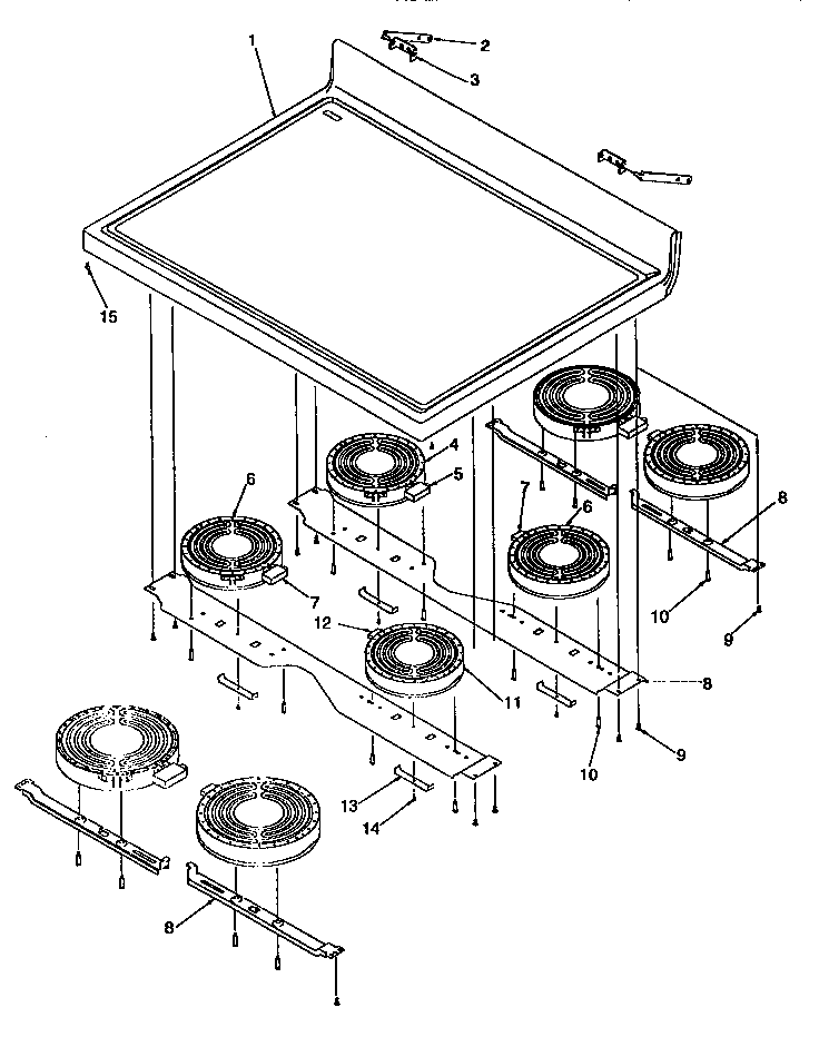 Main Top Diagram and Parts List for ART6110LL P1143453LL Amana Range