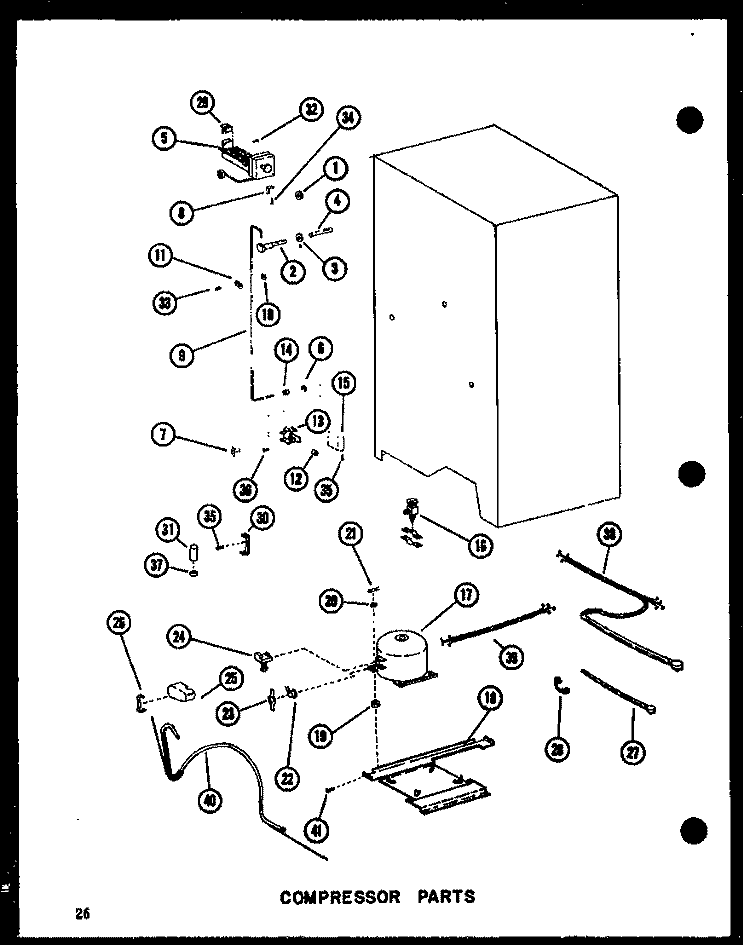 COMPRESSOR PARTS Diagram and Parts List for SRI19E P7410005W Amana Refrigerator