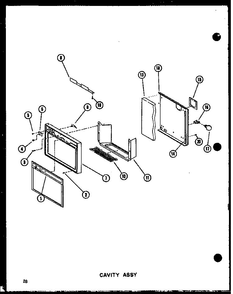 CAVITY ASSY Diagram and Parts List for SRI19E P7410005W Amana Refrigerator