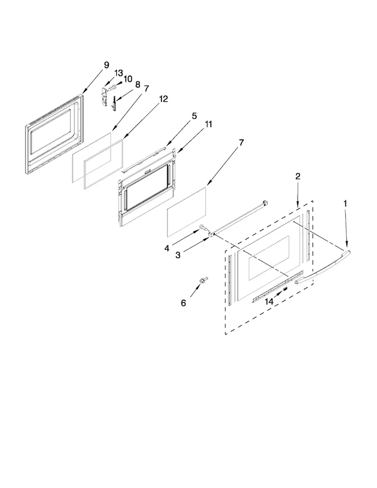 Lower Door Parts Diagram and Parts List for MET8665XW00  Maytag Range