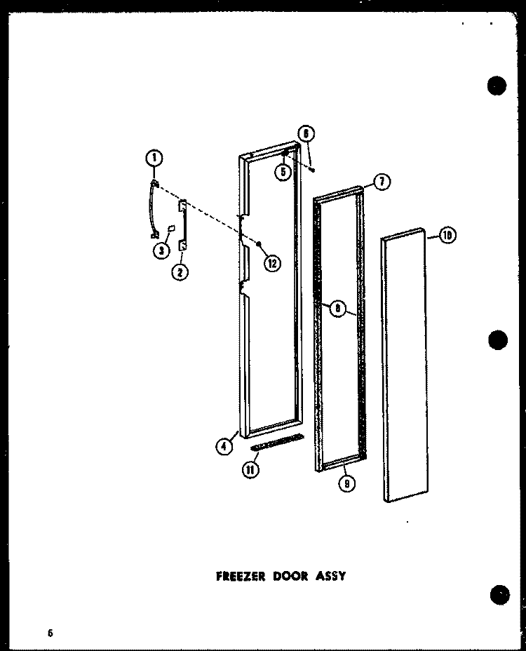 FZ DOOR ASSY Diagram and Parts List for SRI-22E P7410011W Amana Refrigerator