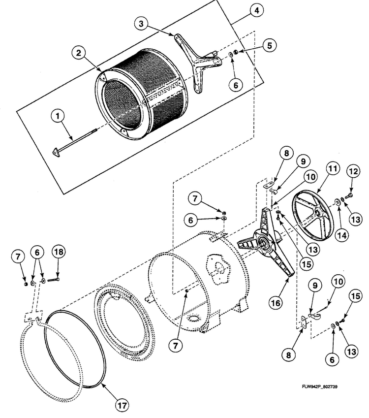 Pulley Assy Diagram and Parts List for SWFX74NN4000  Speed Queen Washer